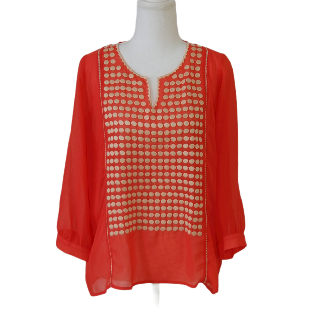 Collective Concepts, V neck blouse with embellishment on the Front - Size M